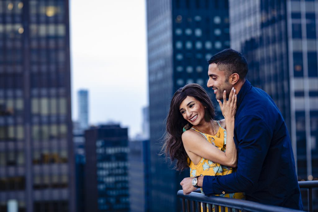 NYC rooftop engagement photo shoot