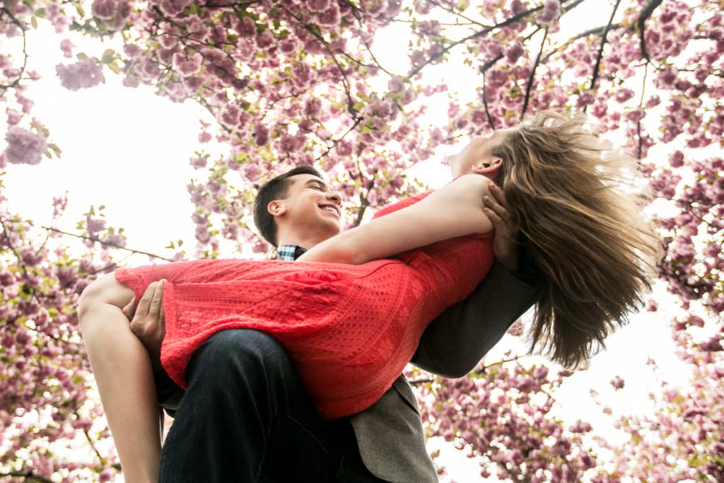 Engagement Photos NYC Locations cherry blossom 